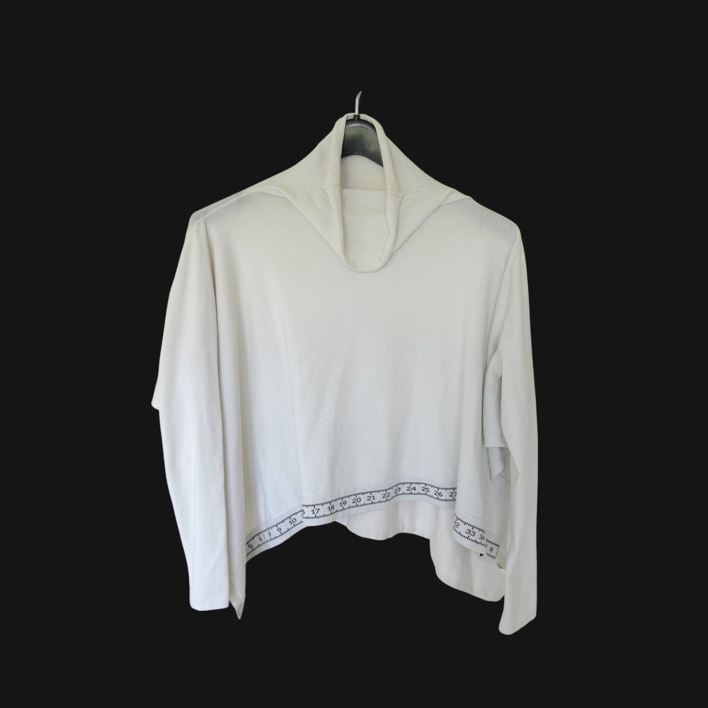 Sarah Pacini Cream Cowl Neck Tape Measure‎ Hem Knit Top Made in Italy One Size